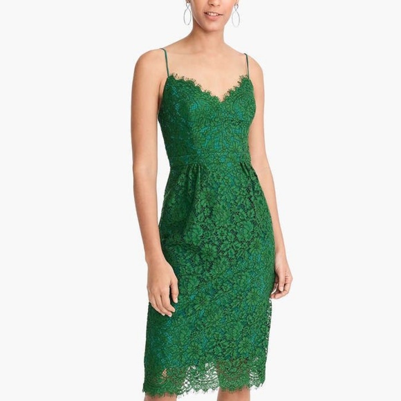 J. Crew Dresses & Skirts - Green J. Crew Lace Spaghetti Strap Dress (NWT)